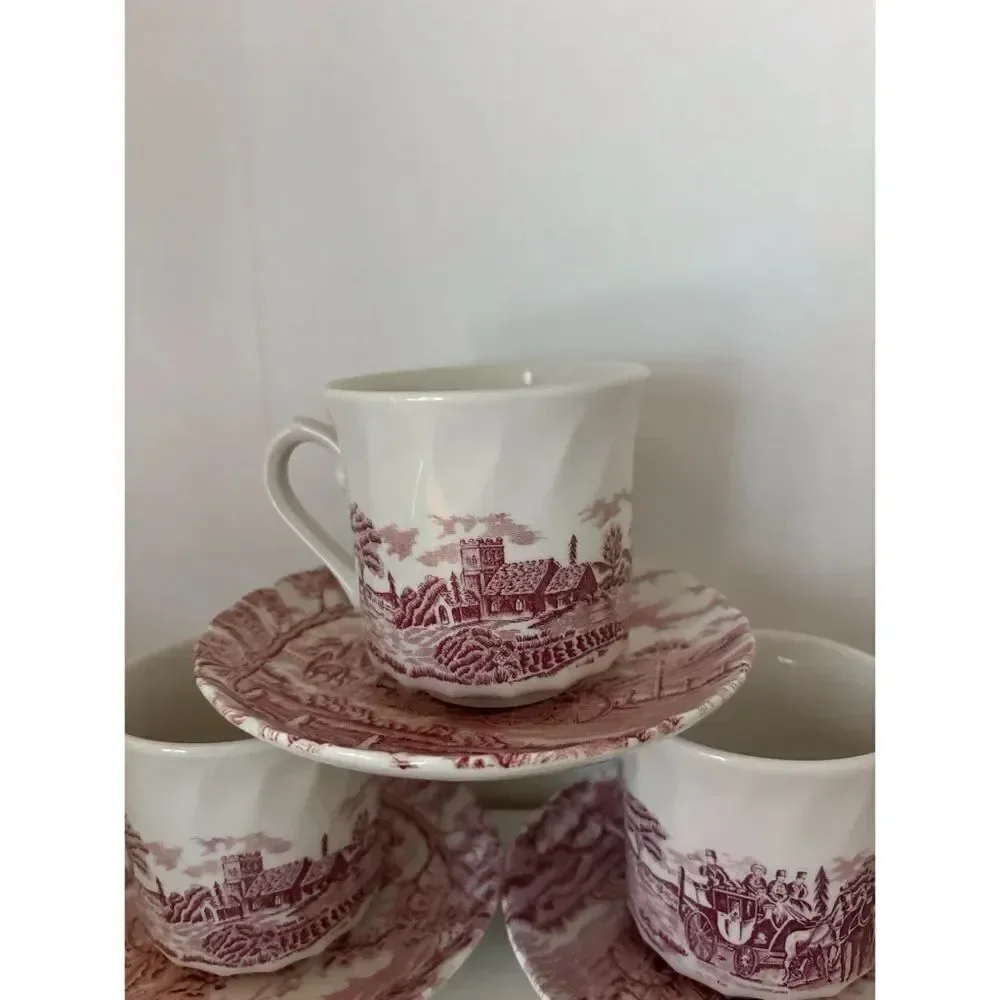 Royal Wessex Made In England Tea Cup Set of 3 Cantry Painting Design